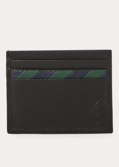 Porta Tarjetas Polo Ralph Lauren Hombre Negros - Striped Leather - BTAXU4165